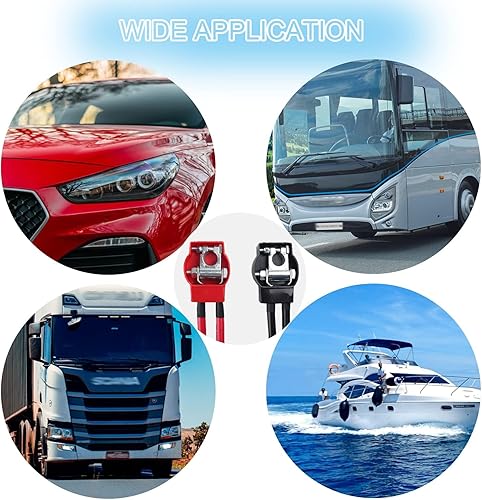 Miniatura 7 de Conectores de terminal de batería, especificaciones militares, positivas, negativas, resistentes, terminales de batería marina, con 4 lengüetas de