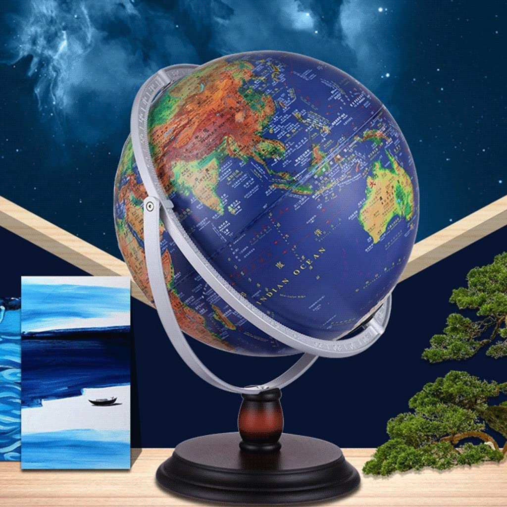 globusy Verlichtingsbol Houten basis Roterende bollen Hd Gemakkelijk leesbare wereldbol voor school Kantoorstudie Geografische bollen ciekawy