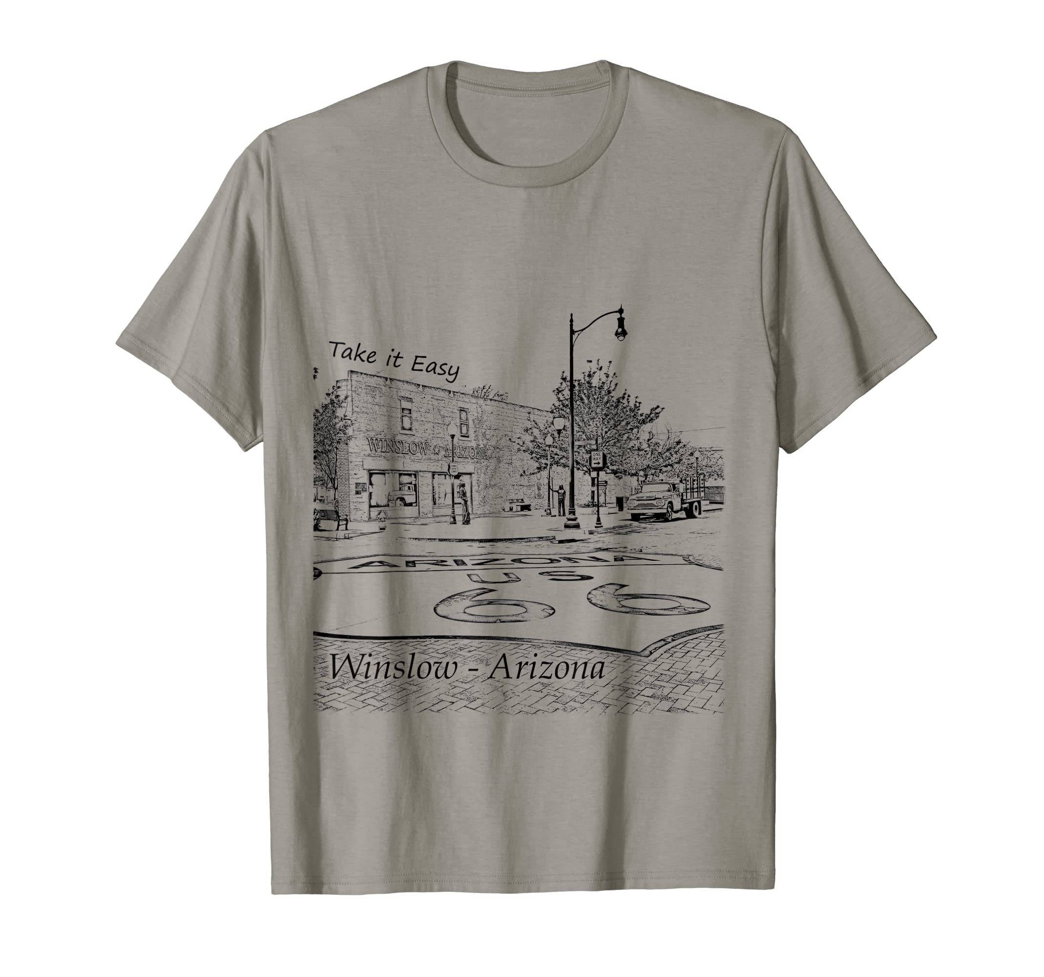 historic mother Route roadies take it easy US66Winslow Arizona AZ US 66 take it easy est. 1926 mother road T-ShirtOEKO-TEX STANDARD 100