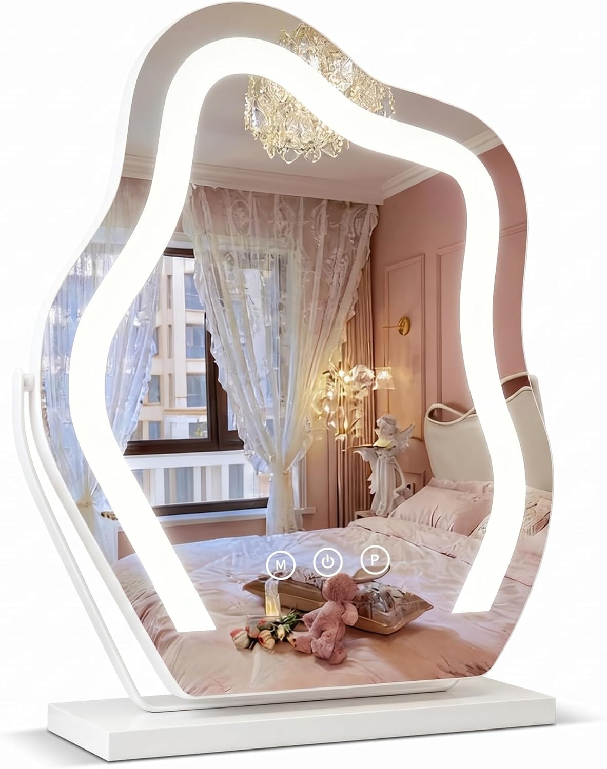 Espejo de Maquillaje con Luz en Forma de Nube, 17", 3 Luces y Control Táctil