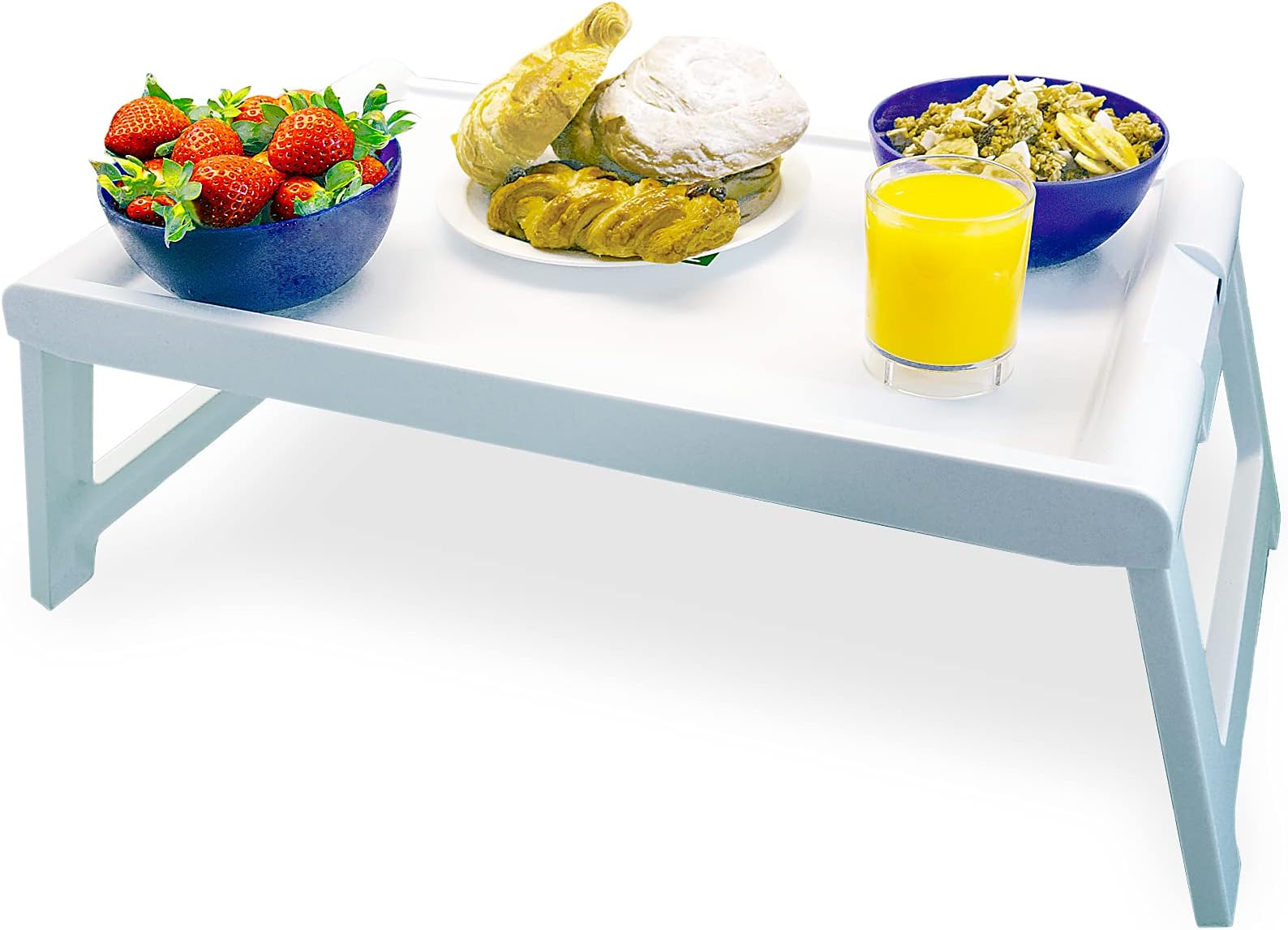 Denox 10250.050 - Folding Over-Bed Tray, 57.5 cm x 35 cm, Height When Open 23.5 cm, White