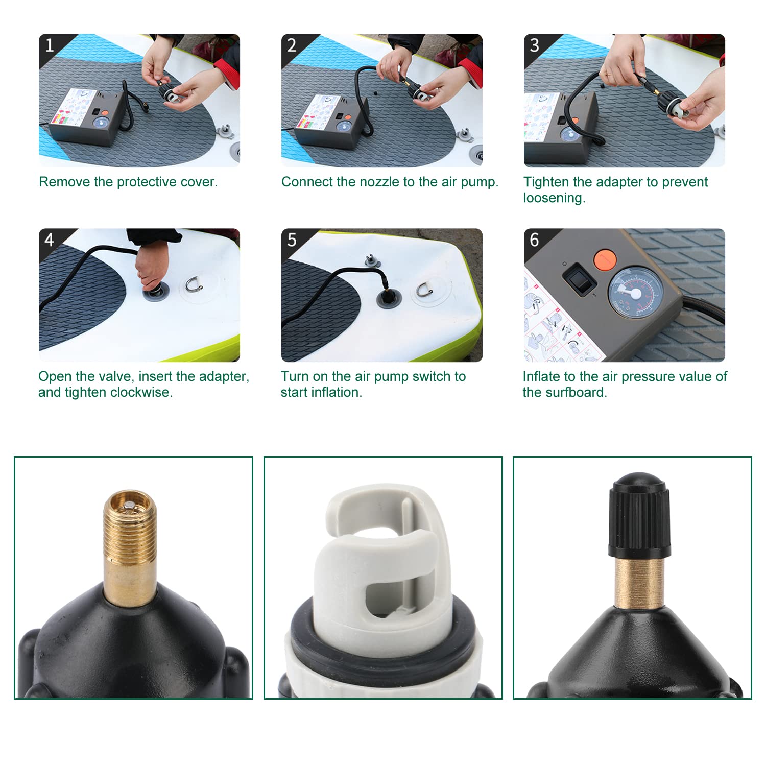 2 Piezas Sup Adaptador de Válvula para Inflable Kayak Canoa,Adaptador de Bomba Inflable,Paddle Board,Bote