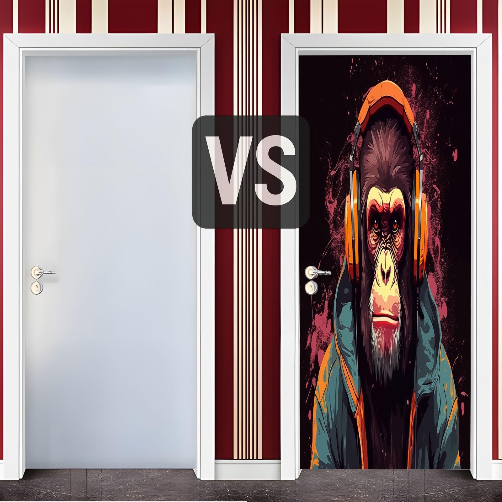 Tapeta na drzwi 3D, samoprzylepna, brudne słuchawki, plakat na drzwi, naklejka na drzwi, street art, wodoszczelna, zdejmowana folia na drzwi, fototapeta, salon, sypialnia, łazienka, 95 x 200 cm
