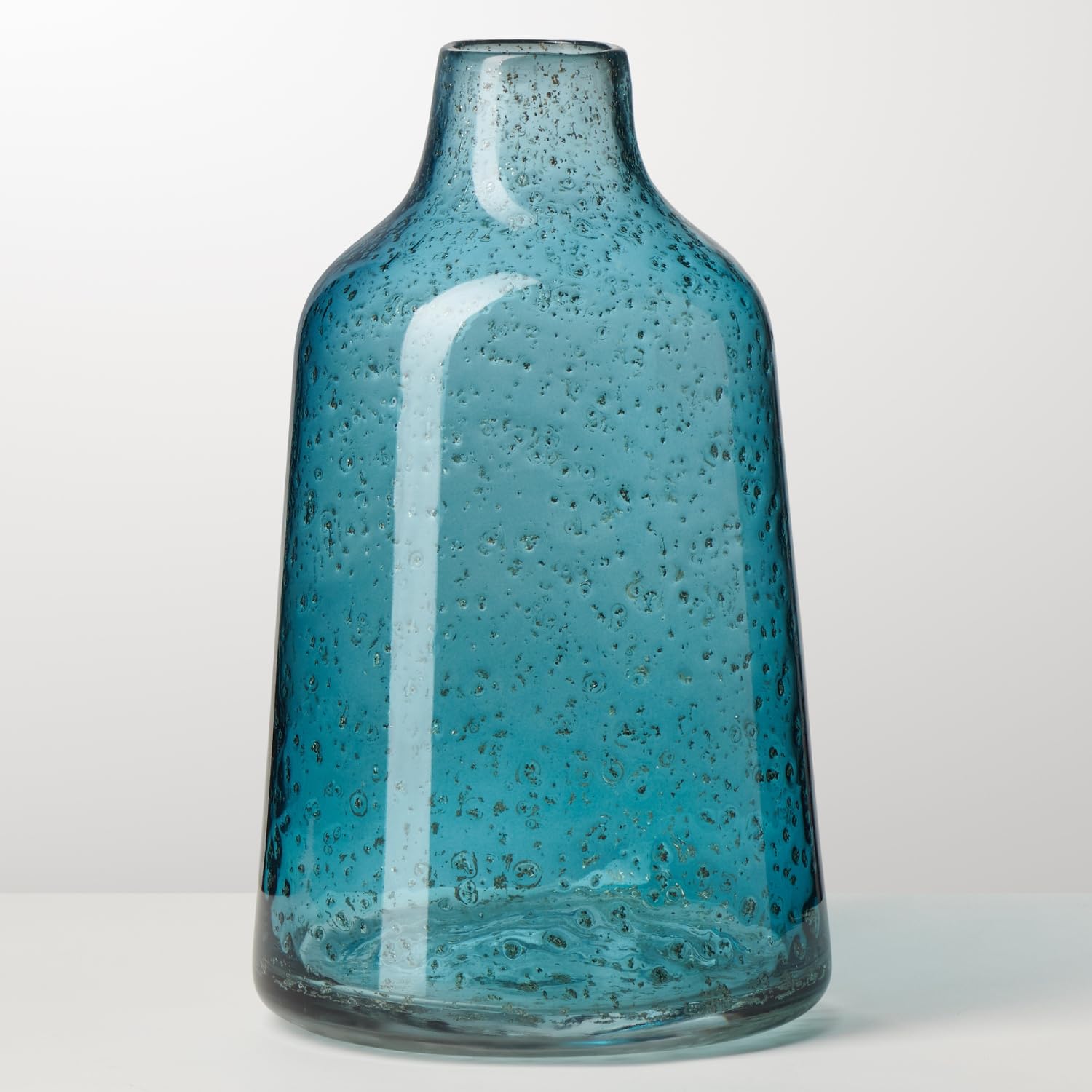 Jarrón De Cristal Azul Con Rayas Blancas – 12 Pulgadas De Alto, Perfecto Para Centro De Mesa O Decoración