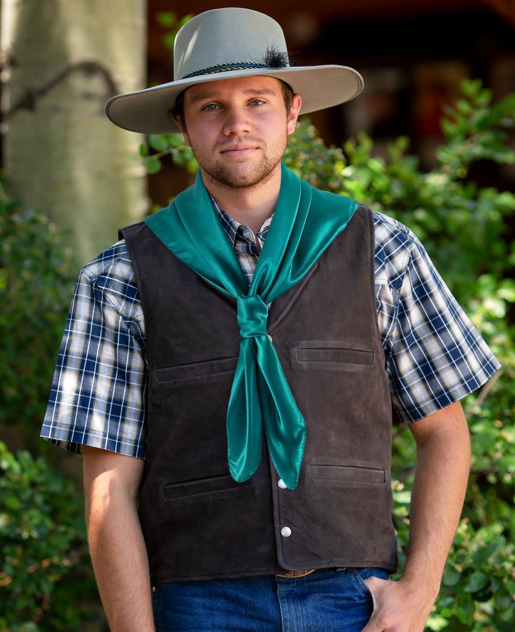 GERINLY Solid Color Wild Rag, Pure Cowboy Bandanas 35 Inch, Bolo Scarf for Men Women - Image 3