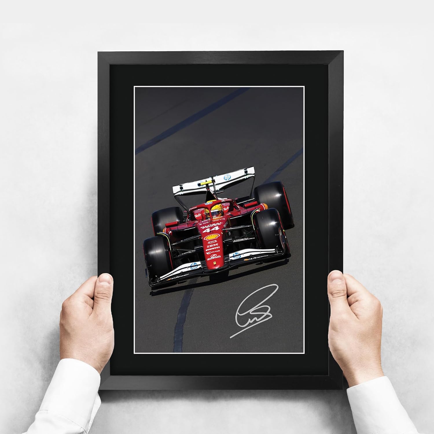 HWC Trading Lewis Hamilton Ferrari Gifts Printed Signed Autograph Picture for F1 Formula 1 Racing Fans (ID-000131) - 16" x 12" Framed