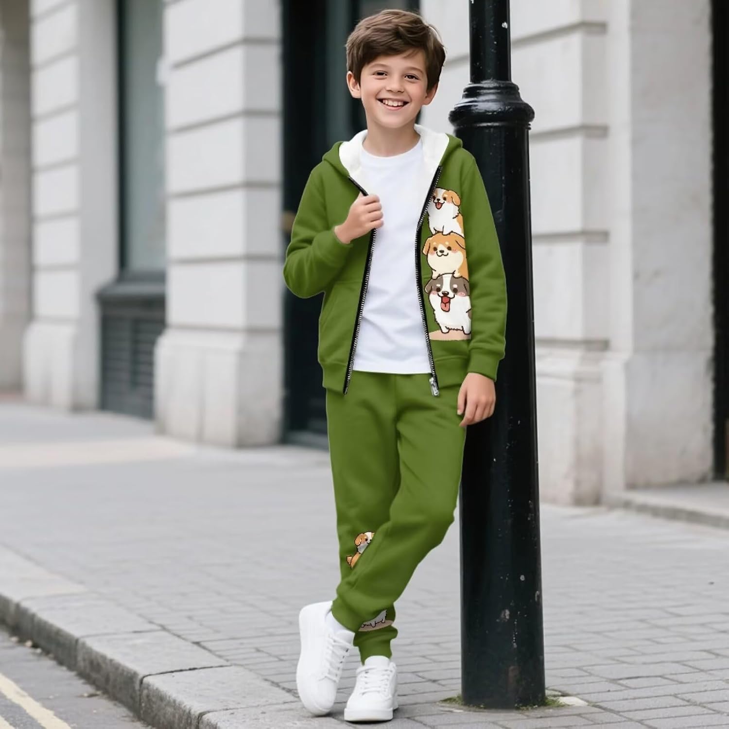 Kids 2 Piece Sweatshirt Jogger Pants Set for 6-16Y Sweatsuit Long Sleeve Hooded Fall Winter Tracksuit
