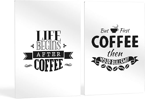 Miniatura 1 de HB Art Design Life Begins After Coffee and But First Coffee 2 Panel Metal Print Set Wall Art Coffee Bar Decor Coffee Signs Kitchen Wall Decor Dining