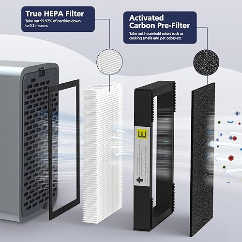 Miniatura 2 de FLT4100 True HEPA Filtro de repuesto tamaño E para Guardian Technologies modelo AC4100 AC4100CA AC4150BL AC4150PCA AC4150P, 3 filtros Hepa + 9