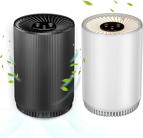 Paquete de 2 purificadores de aire KJ80 blanco + negro combinado, purificadores de aire Druiap para dormitorio del hogar con filtro de aire HEPA