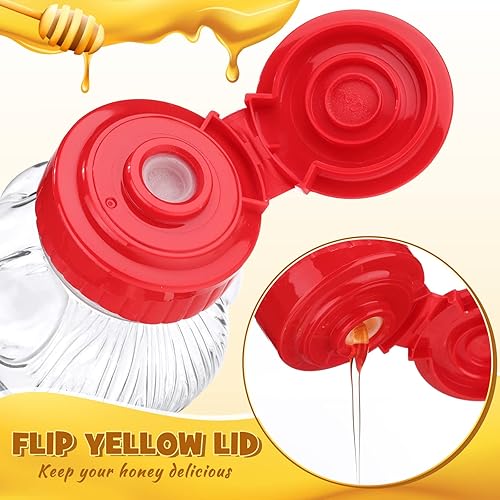 Miniatura 3 de Thenshop 36 tarros de miel de 8 onzas, dispensador de botellas de oso vacío de plástico transparente transparente con tapa superior abatible para