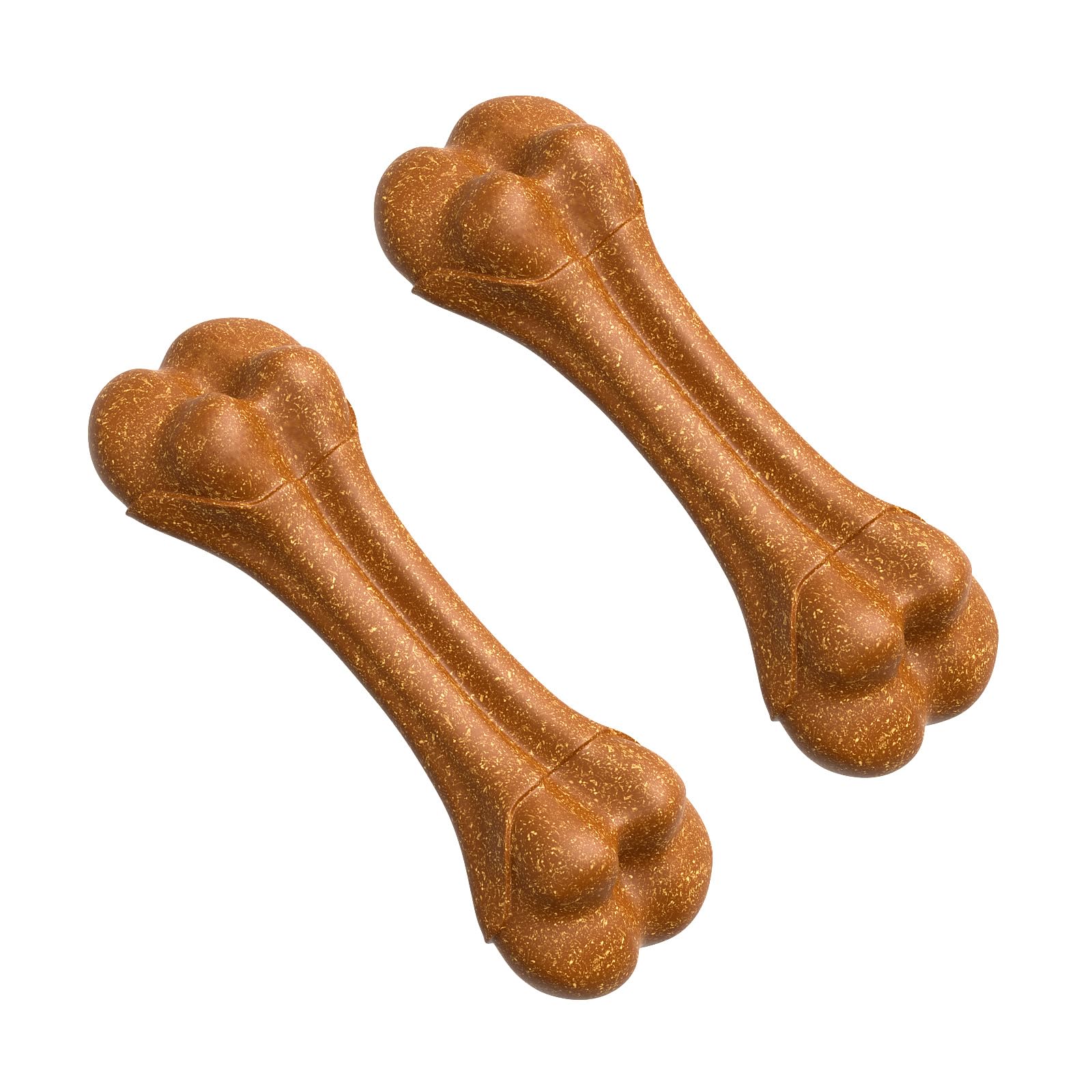 Bestwist Dog Chew Toys, [2 Pack] Safe Beef Flavour Durable Dog Chew Bones with Wood Fibre, Indestructible Pet Teething Toys for Small and Medium Dogs