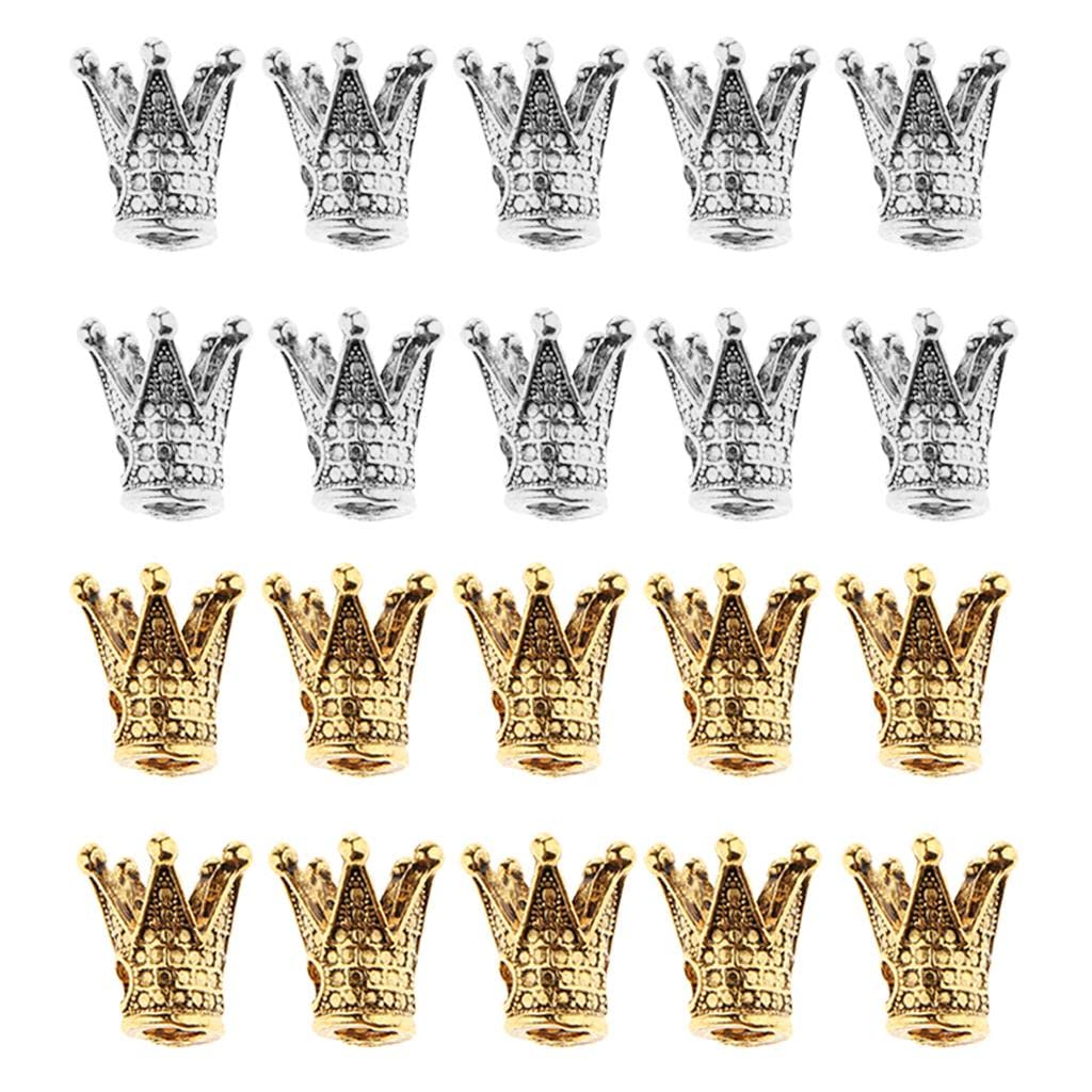TRENDIVIBE 20 Pcs Crown Shaped Spacer Loose Beads Jewelry Charms Connector Gold& Silver-image-27