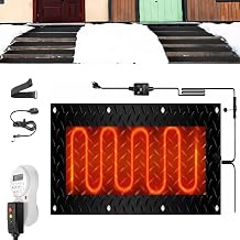 Heated Snow Melting Mats with Timer, 1/2/3/4/5 Pcs Outdoor Heated Driveway Mats Snow and Ice Melting Pad with Power Cord for Winter Stairs, Steps,doorway, Sidewalk, Garages, Decks1 Pcs,12x36
