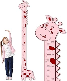 Adorable Giraffe Height Chart for Kids - No-Drill Growth Chart for Wall, Perfect as Kids Room Decor & Thoughtful Birthday Gift for Boys and Girls (Light Pink)