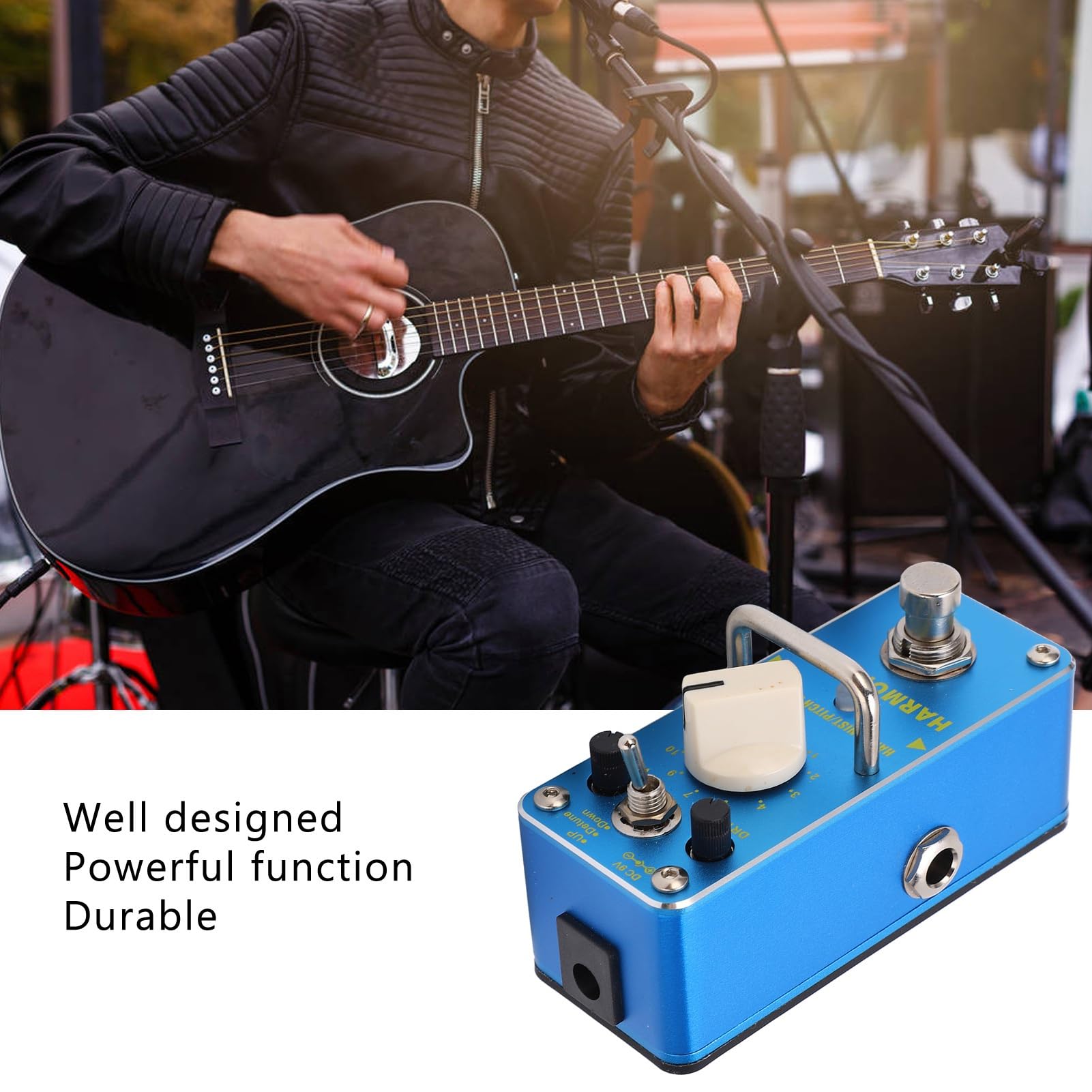 Sxhlseller Pedale Effetto Pitch Shifter Metal Blue con 3 modalità True Bypass per gli Amanti del Pedale Effetto Chitarra Metal Blue