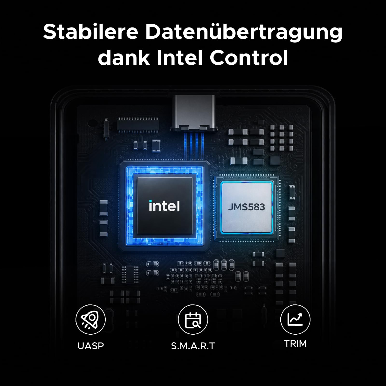 UGREEN 80Gbps M.2 NVMe SSD Gehäuse, NVMe Gehäuse kompatibel mit Thunderbolt 5/4/USB4 bis zu 7000MB/s, M2 SSD Gehäuse kompatibel mit MacBook, Mac mini, Mac Studio 50cm Kabel(SSD Nicht enthalten)