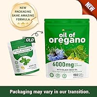Vista 10 de Aceite de orégano, 150 cápsulas blandas, 6000 mg de aceite de orégano con aceite de semilla negra para apoyo inmunológico y digestivo, aceite