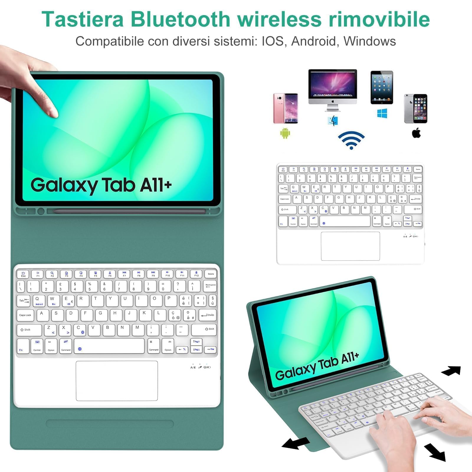 Cover per Samsung Galaxy Tab A11 Plus/A11+ 2025/A9+ 11 Pollici con Tastiera