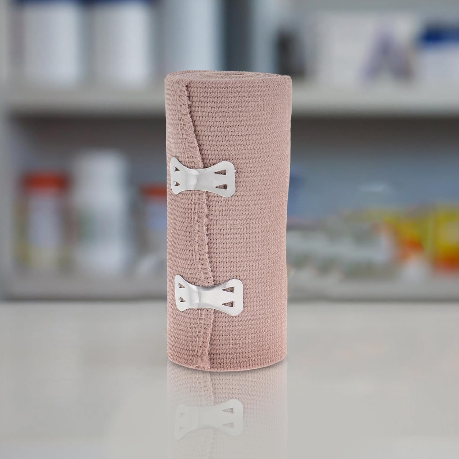 Elastic Bandage Wrap High Elasticity Adjustable Length for Ankle and Knee Support, 1 Roll Beige Polyester Rubber Bandage for First Aid Kit and Outdoor Use