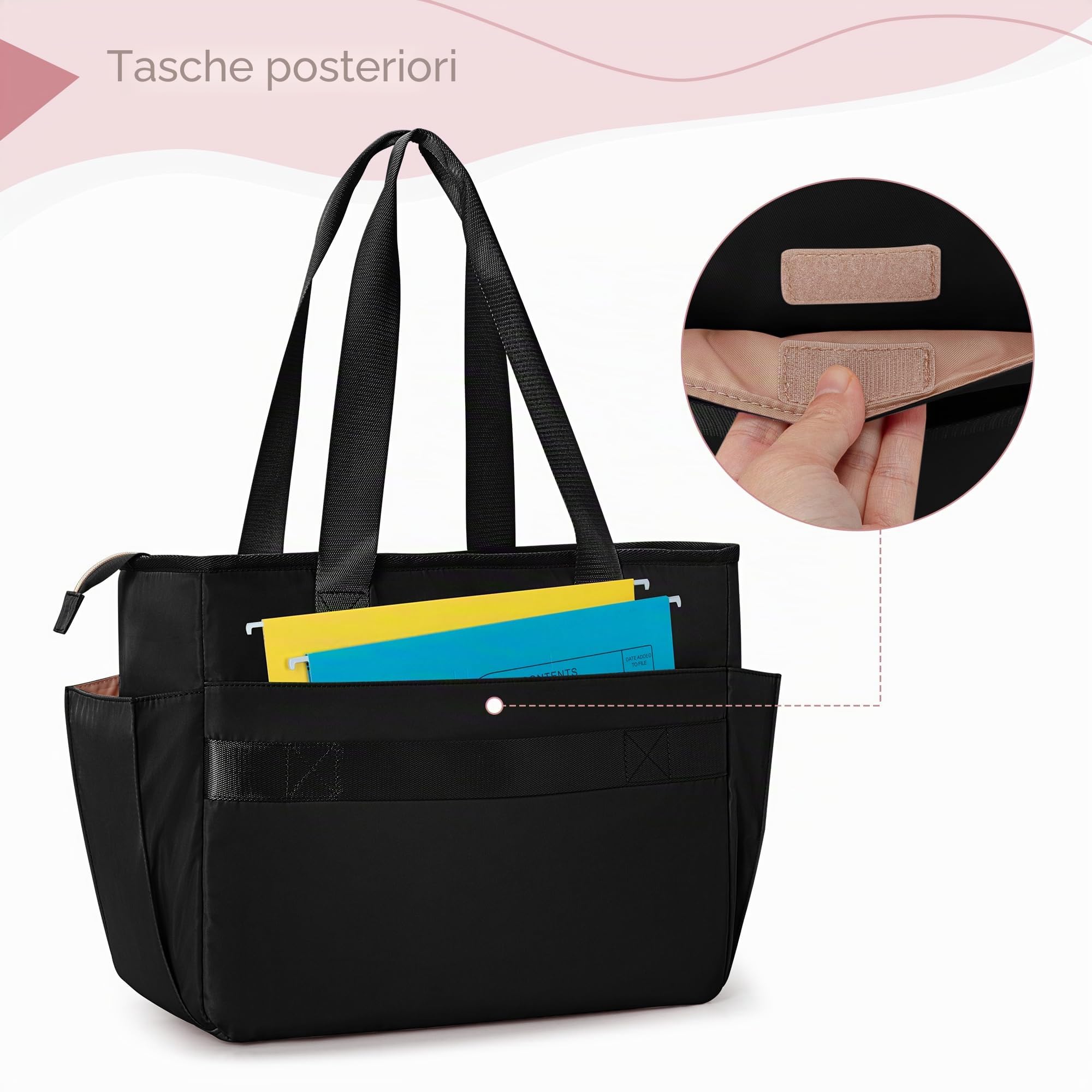 Borsa per Insegnanti con Scomparto per Laptop, Grande per Lavoro Femminile e Forniture, Nera (Borsa Vuota)