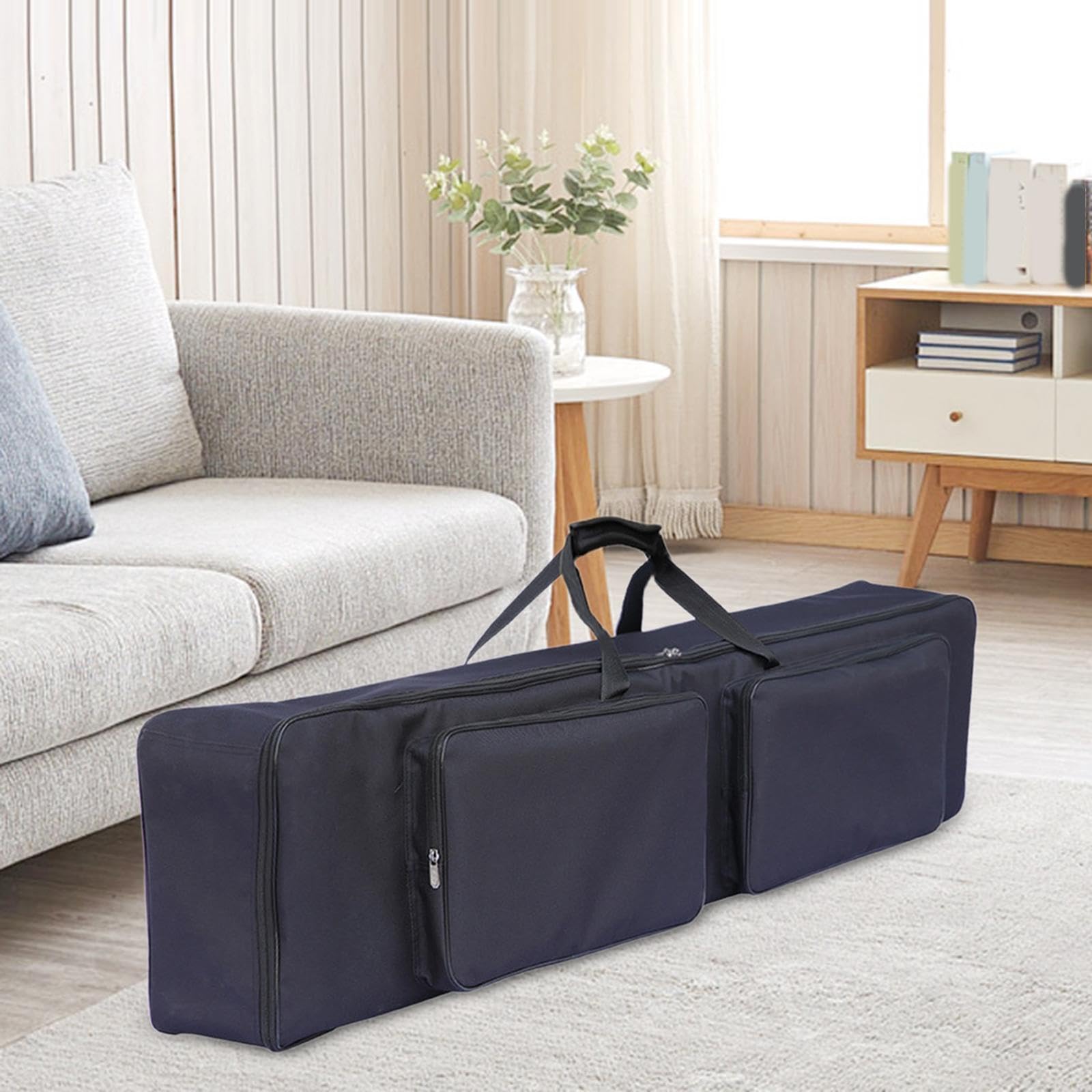Funda para Teclado Bolso Mochila Eléctrica Acolchada Impermeable con Correas Ajustables de Tela Oxford Y Bolsillos Adecuada, C