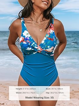 CUPSHE Women's One Piece Swimsuit V Neck Wrapped Front Ruched
