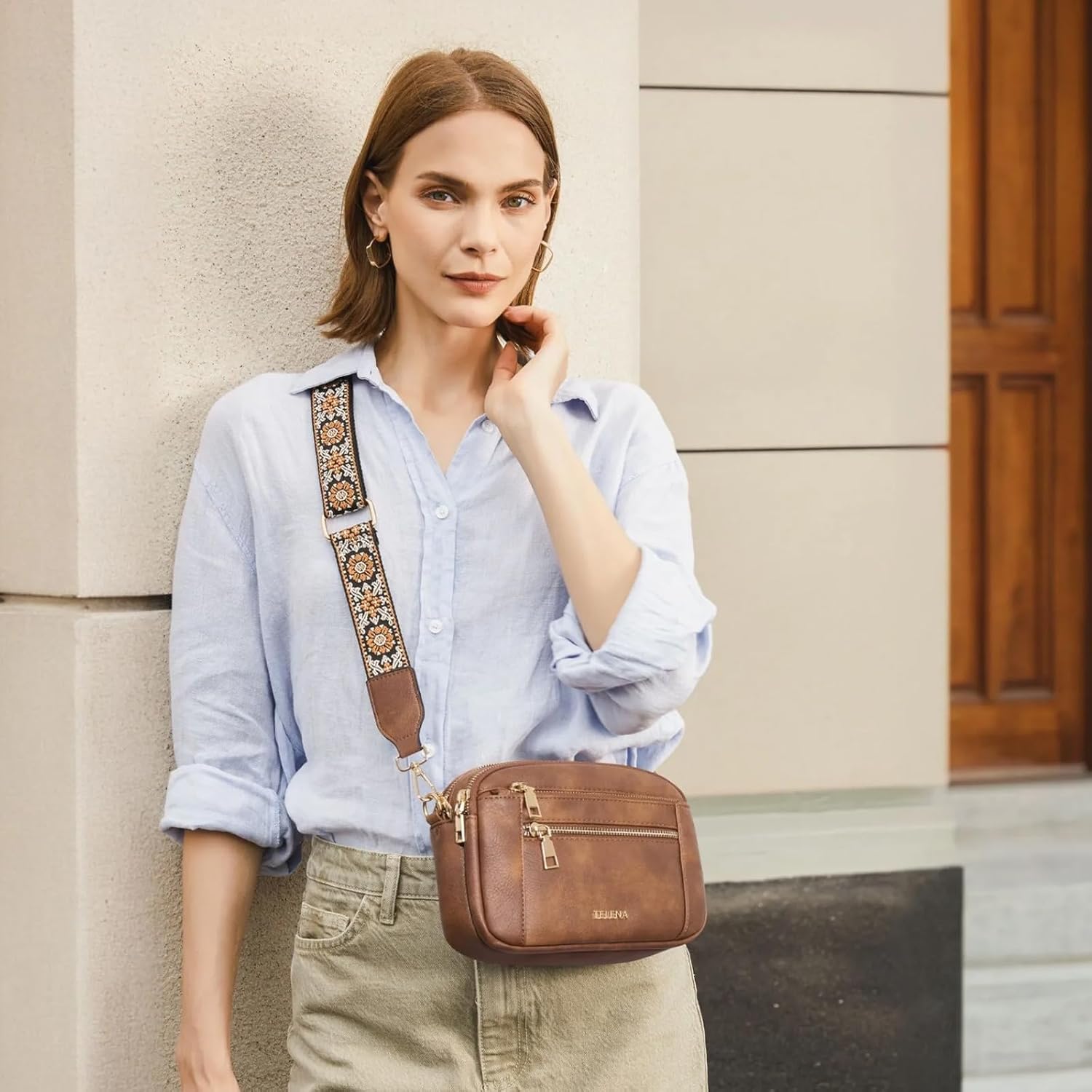 Telena Small Crossbody Bags For Women Vegan Leather Crossbody Purse With Adjustable Wide Strap For Daily Life - Image 2