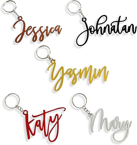 Personalized Metal Name Keychain, Custom Keyrings, Laser Cut Names, Handmade Bag Charm, Women's Keychains, Gift for Her, Birthday Gift for Him, Key