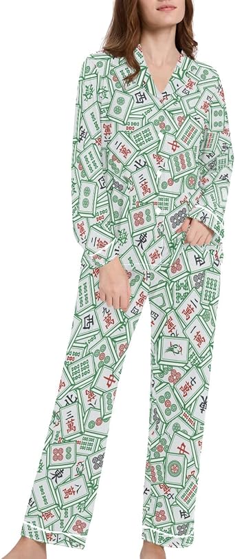 Womens Pajamas Set Long Sleeve Sleepwear 2 Piece Button Down Nightwear Soft Cotton Fall Pj Lounge Sets S-XXL