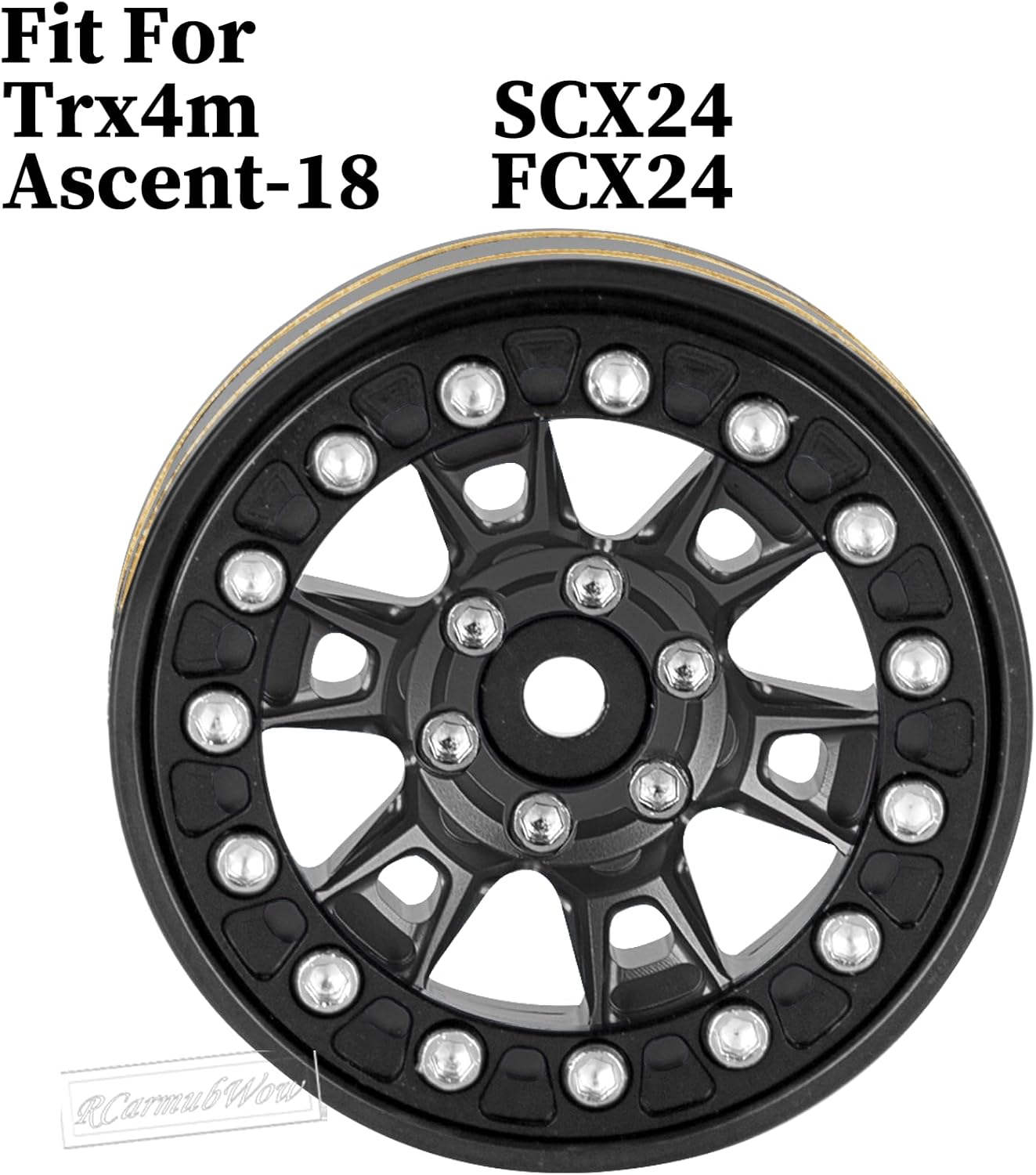 RC 1.3 Beadlock Wheels Single & Dually for 1/18 TRX4M Ascent-18,1/24 SCX24 FCX24 RC Crawler Car,Aluminium & Brass 1.3 Beadlock Rims,4pcs,Black w/Black