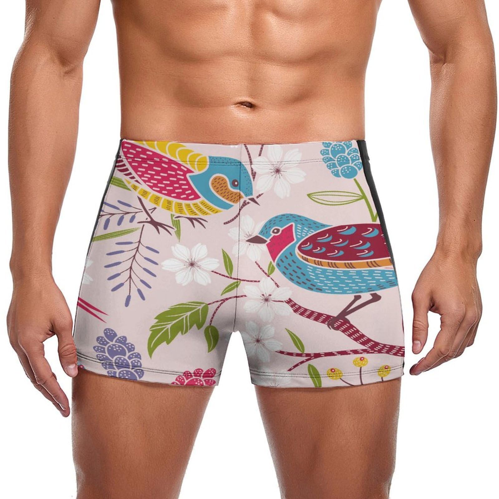 Short de bain homme oiseaux colorés la solution contre les irritations avec doublure douce