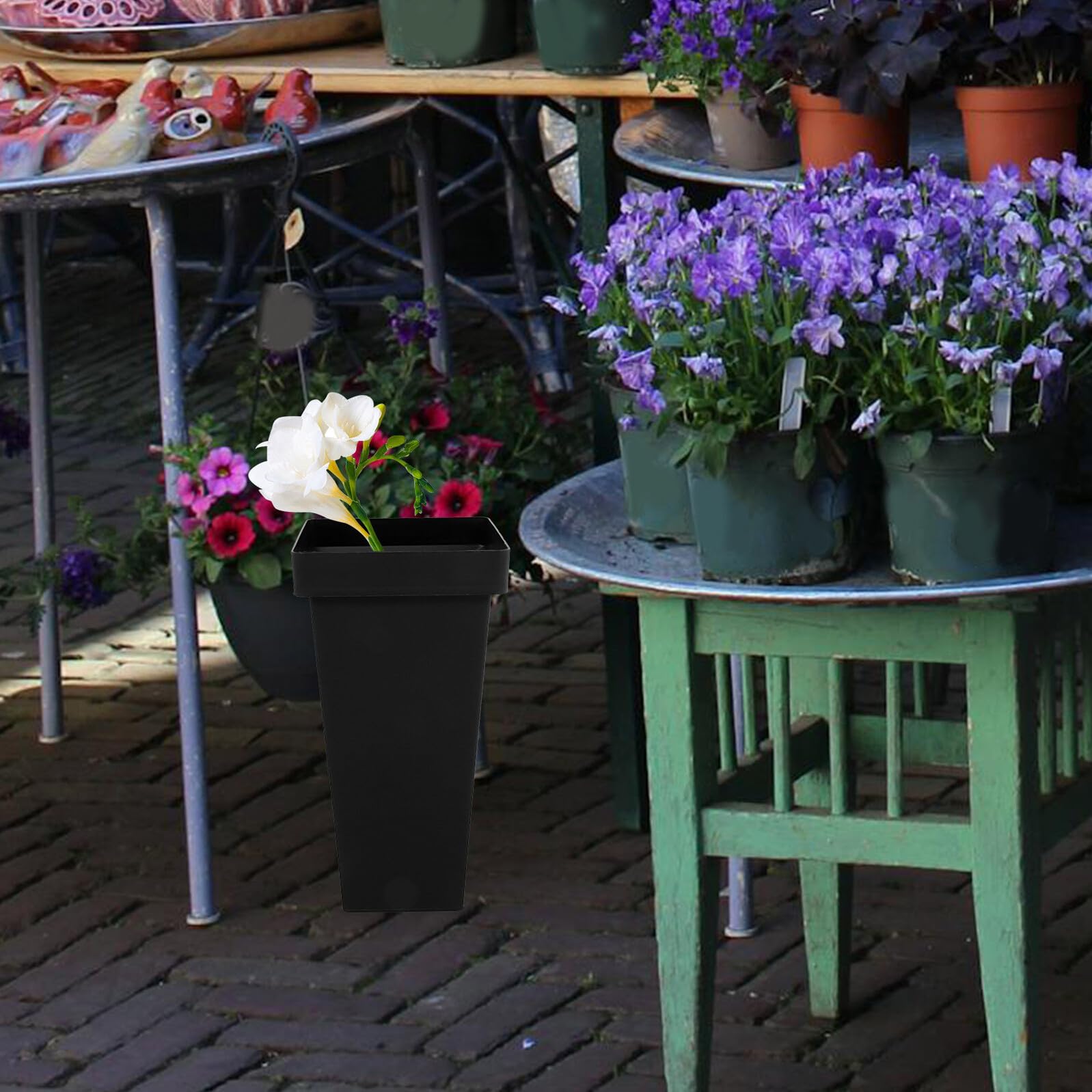 UPKOCH 2 Stück Blumeneimer für Floristik und Haushalt Mittelgroße Platzsparende Pflanzkübel aus Robustem Kunststoff Wiederverwendbare Blumenhalter in Schwarz und Weiß für Laden