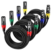 Vista 1 de EBXYA Cables XLR, paquete de 4 cables XLR macho a hembra de 35 pies, cable de altavoz equilibrado de 3 pines, cable de micrófono multicolor