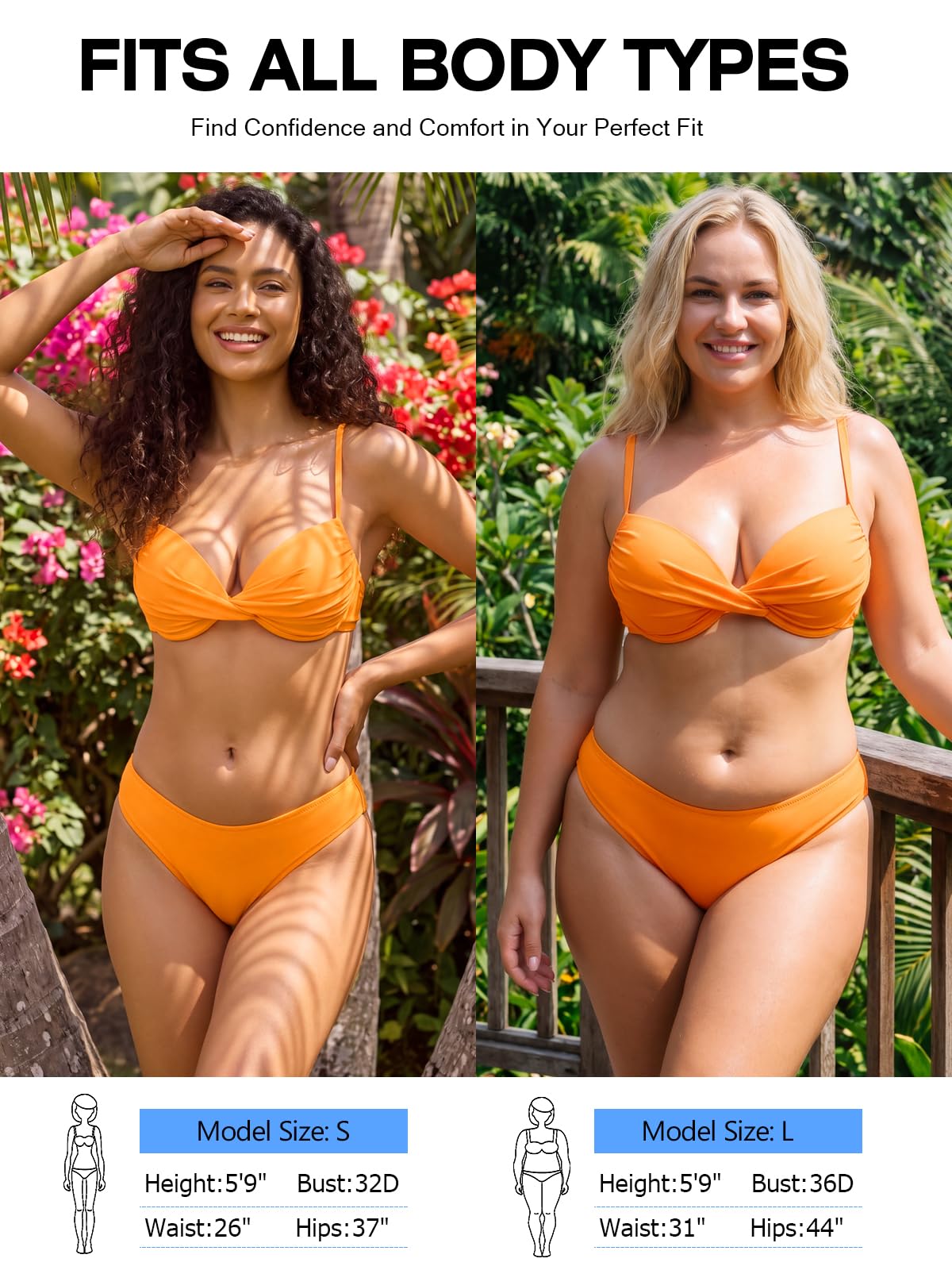 RELLECIGA Haut de bikini push-up à armatures croisées pour femme