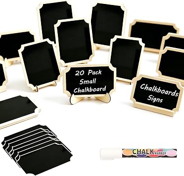Mini Chalkboards Signs with Stand Wooden Chalkboard Labels Table Signs | 20 pcs Small Blackboards for Party Buffet, Food Tag/Name Card for Wedding Table, Catering Supplies Buffet Display