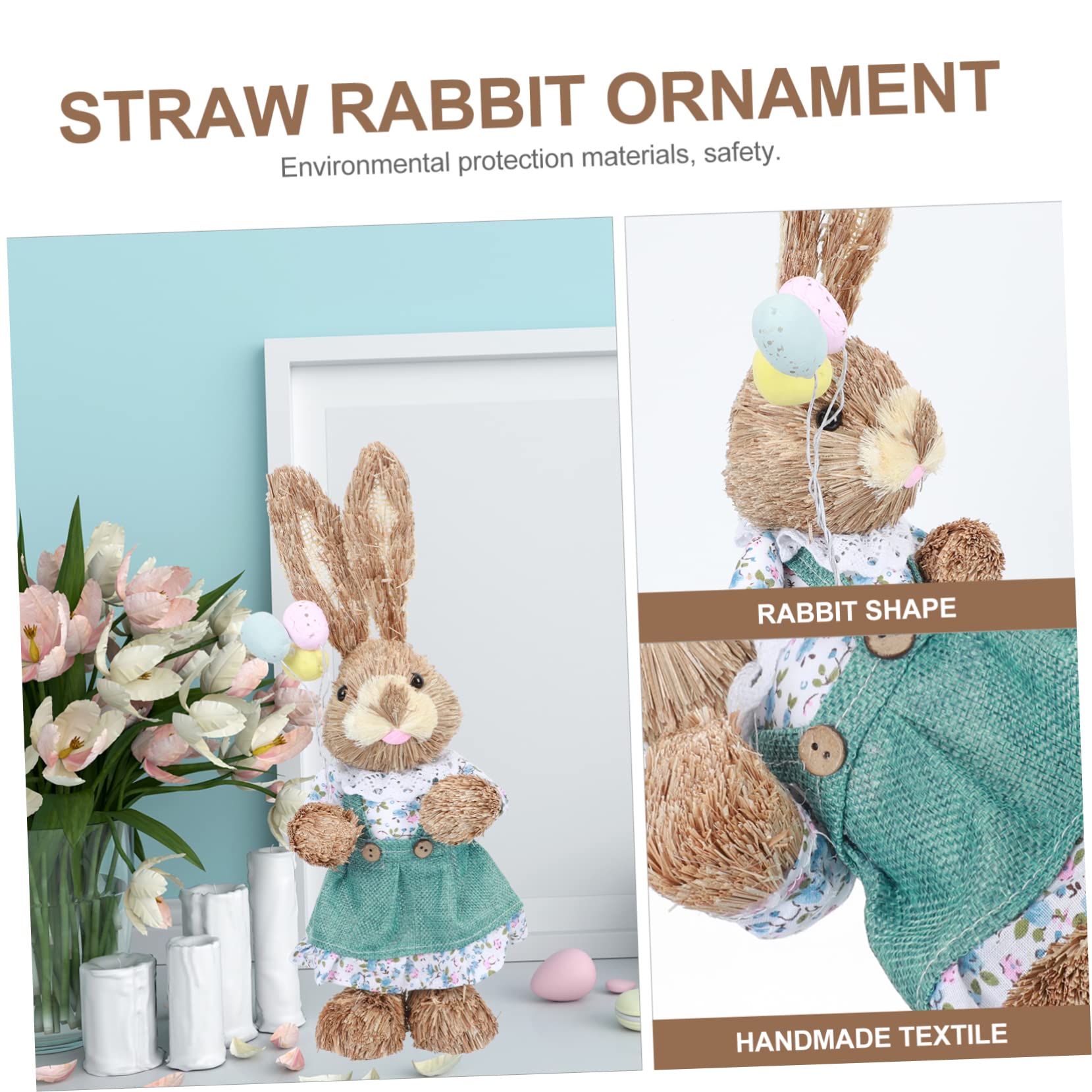 OUNONA 2 Piezas Conejo De Decoraciones De Primavera para El Hogar Cesto Tejido Adorno De Conejo Jardín De Fiesta De Pascua Juguetes Antiguos Artificiales para 35c Algodón Auto Regalo