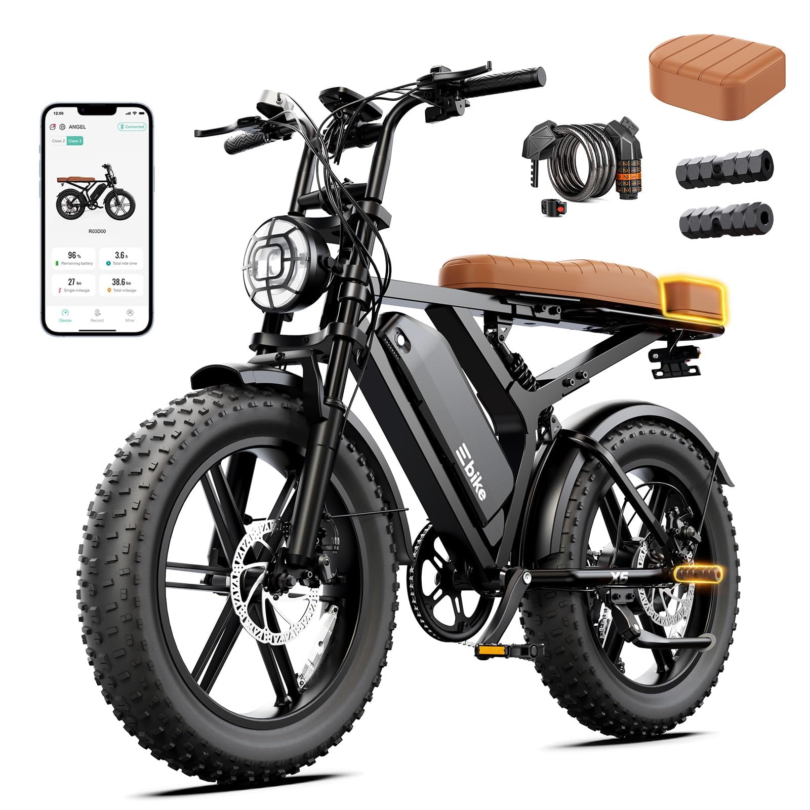 SISIGAD Electric Bike for Adults, 2000W Peak Motor E Bike with 48V Removable Battery, 65-120 Miles Range Electric Bicycle, 20 * 4" New All-Terrain Ebike with 7 Speeds, Full Suspension