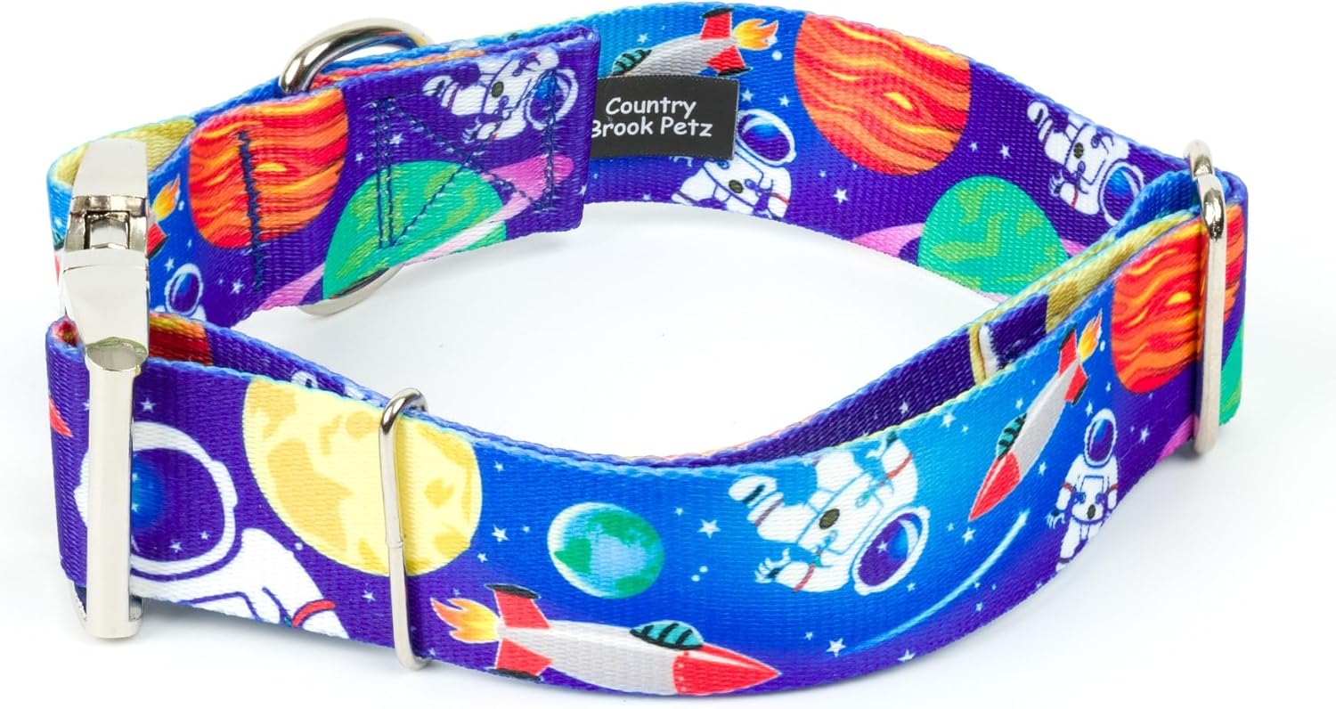 Country Brook Petz - HossFit Jr Wide Premium Dog Collar Closeout - Geek Chic Collection Featuring Designs for Any Mega Fan (Cosmic Dreams, Large)