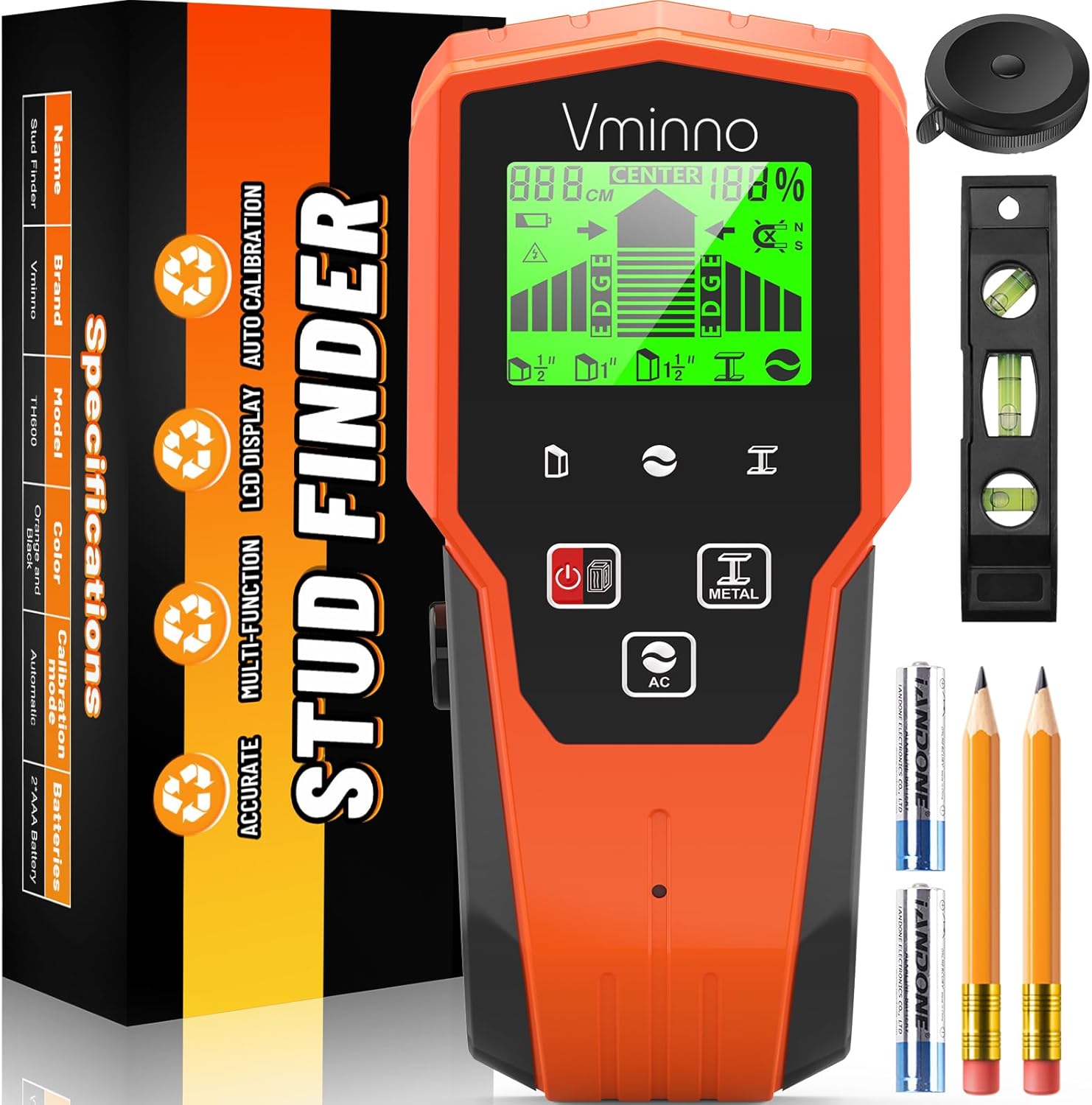 Stud Finder Wall Scanner, 6 in 1 Wall Stud Finder, Stud Finder Tool with LCD Display for Live AC Wire Pipe Metal Wood, Drywall Stud Detector | Gifts for Men