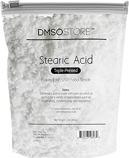 Stearic Acid 1 lb. White Flakes Triple Pressed NF/USP Food Grade A Natural, Vegetable-Based Fat Used for Formulation Stability in Cosmetics, Candles, and Soap | No additives.