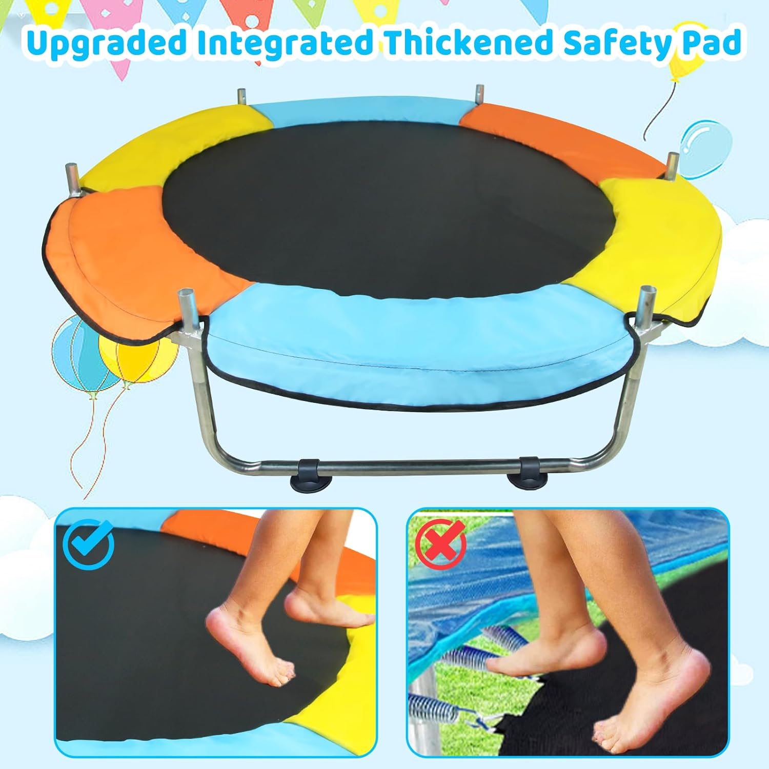 Toddler Trampoline for Kids Ages 1-8, 55'' Small Trampoline with Safety Enclosure Net & Adjustable Gymnastics Bar, Indoor & Outdoor Baby Mini Trampolines, Birthday Gifts for... 4 Toddler Trampoline for Kids Ages 1-8, 55'' Small Trampoline with Safety Enclosure Net & Adjustable Gymnastics Bar, Indoor & Outdoor Baby Mini Trampolines, Birthday Gifts for... - Image 2