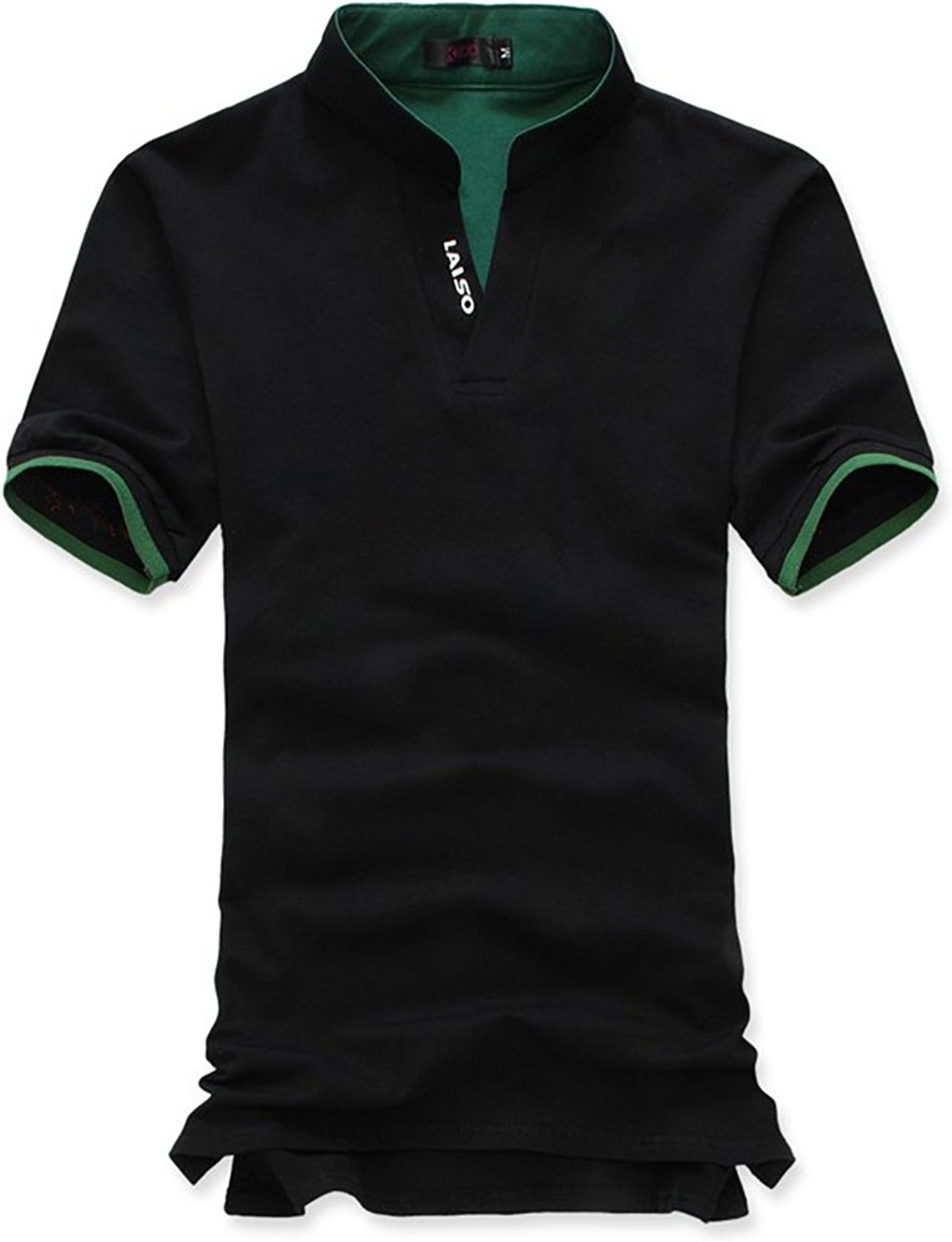 Hee Grand Men's Casual Stand-Collar Tee XL Black
