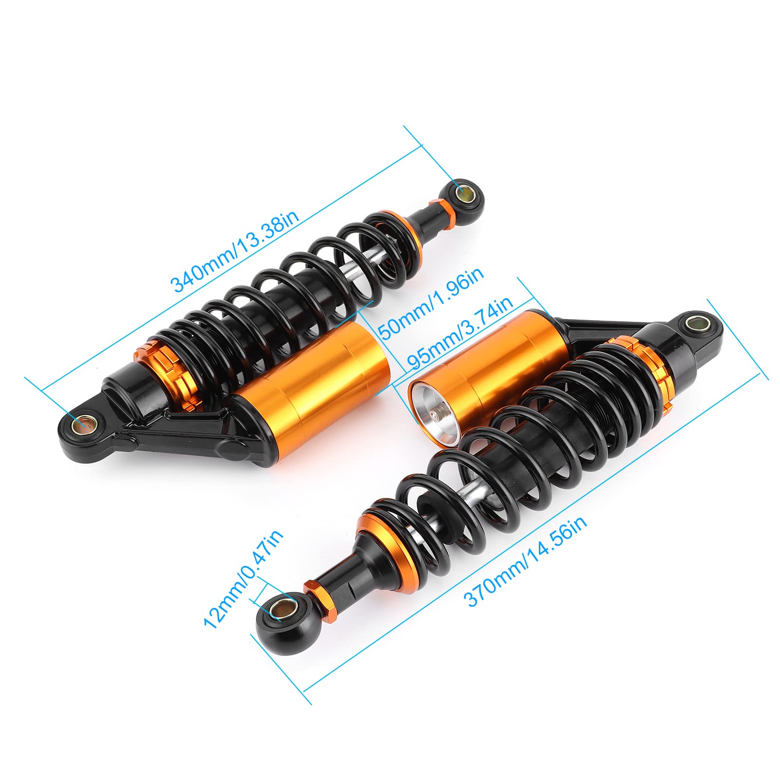 Akozon Tylne Amortyzatory 2 Szt. Amortyzatorów Powietrznych 340 Mm / 13,38 Cala Amortyzator Tylnego Zawieszenia dla Motocykla Dirt Bike
