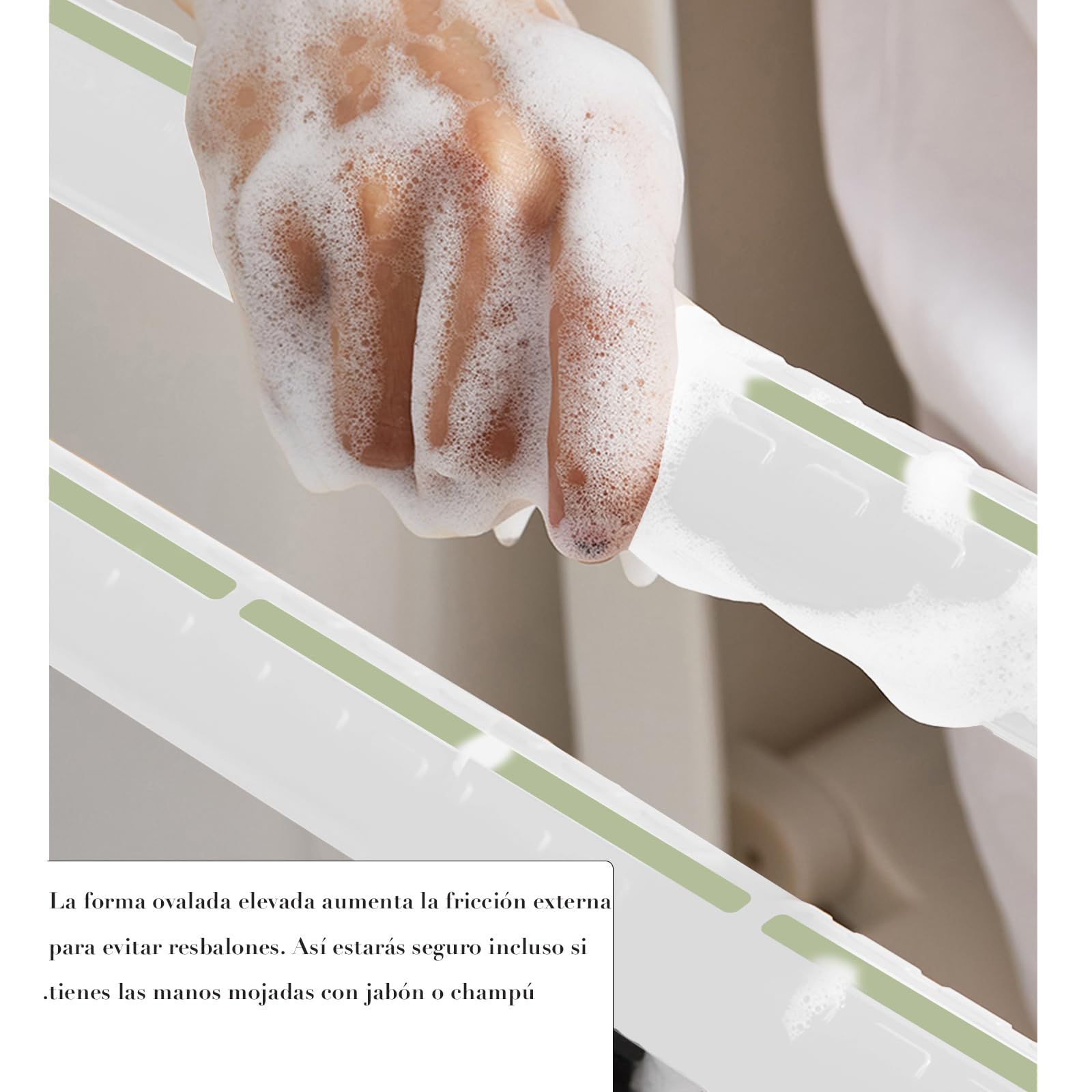 Tirador de soporte de pared para inodoro, 60 cm, para personas mayores, discapacitados, asa de soporte de pared plegable, ayuda para levantarse, asas antideslizantes para personas mayores (blanco）