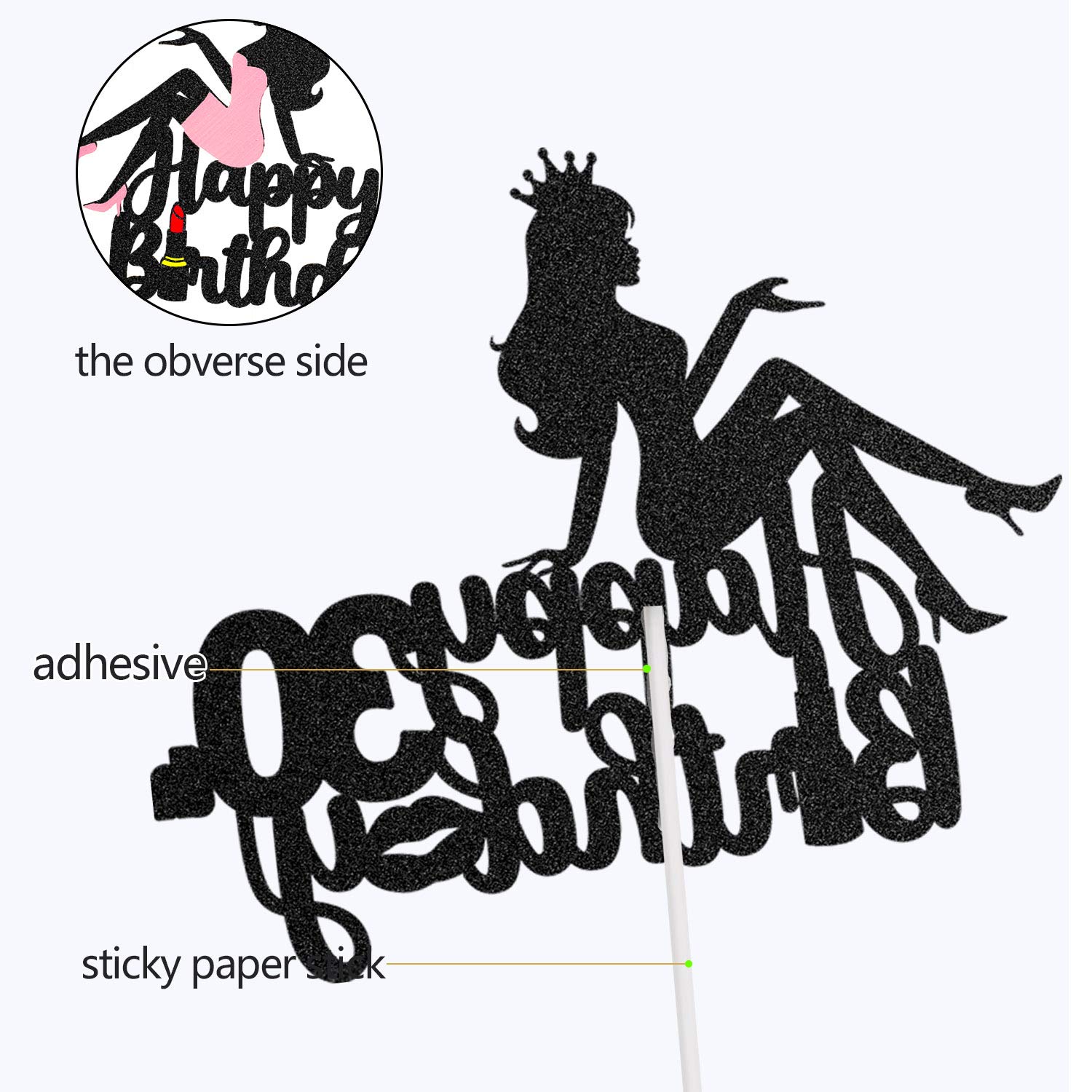 LINGTEER Happy 30th Birthday Crown Queen Lady Thick Paper Cake Topper,Cheers to 30th Years Old Thirty Bday Party Cake Decorations Sign.- Pink