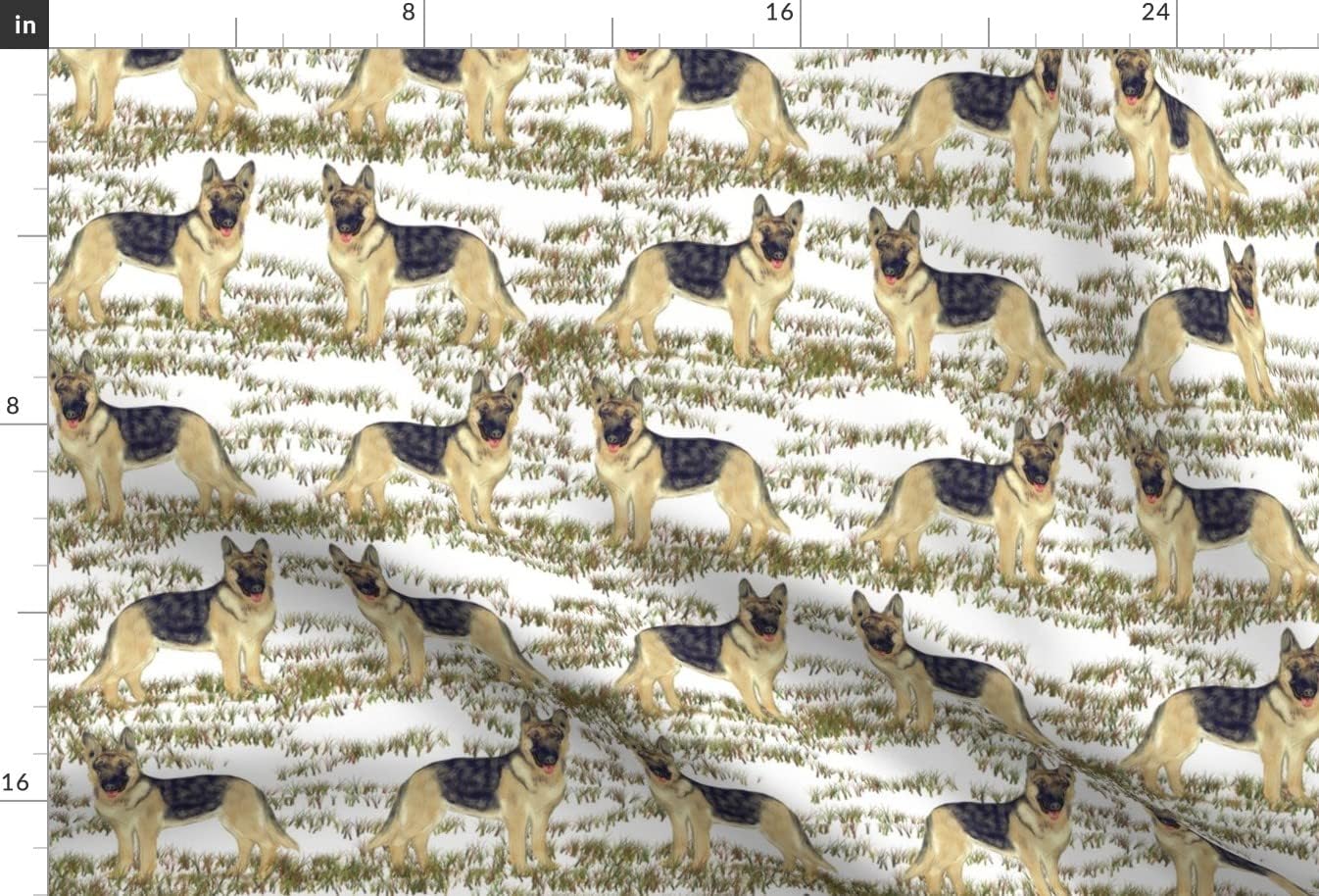 Spoonflower Fabric - German Shepherd Dog Snow Puppy Printed on Minky Fabric by The Yard - Sewing Baby Blankets Quilt Backing Plush