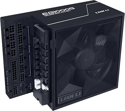 Lian Li EDGE Gold 1200W PC Power Supply Black, 1200 Watt ATX PSU, PCIe 5.1, ATX 3.1 PSU | 80 PLUS Gold, modular, Sleeved Cable Kit, 12VHPWR for NVIDIA RTX, quiet fan, USB hub & fan hub