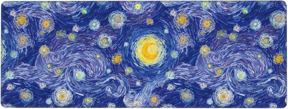Large Mouse Pads for Desk, Extended Abstract Gaming Mousepad for Women Office Gifts, Funny XL Big Stitched Waterproof Nonslip Computer Mats Deskmat for Keyboard, Starry Night, 31.5 * 11.8 in
