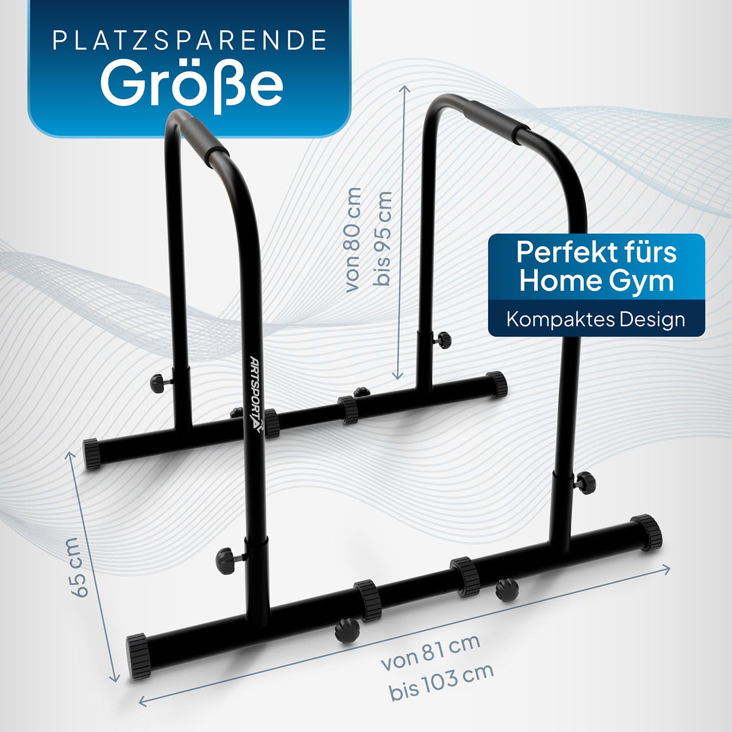 ArtSport Dip Barren - Dip Station bis 500 kg belastbar - Liegestützgriffe - Fitness Stange verstellbar - Liegestütze - Push Up Bar Zuhause - Schwarz
